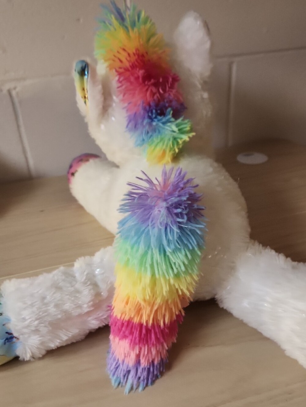 White Plush Unicorn Stuffed Animal with Pastel Hooves - Picture 3 of 5